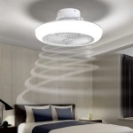 MARKYEE Ceiling Fan with Lights Lighting LED Adjustable Wind Speed Remote Control Dimmable 3 Files Chandelier Modern 22 Inch Invisible Acrylic Bedroom Living Room Can Timing Hanging Lamp White