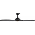 Mykonos Indoor and Outdoor 5-Blade Smart Ceiling Fan 60in Matte Black with 3000K LED Light Kit and Remote Control