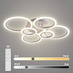 OUQI LED Ceiling Light,Vander Life 72W LED Ceiling Lamp 6400LM White 6 Rings Lighting Fixture for Living Room,Bedroom,Dining Room,Dimmable Remote Control,3 Color