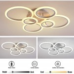 OUQI LED Ceiling Light,Vander Life 72W LED Ceiling Lamp 6400LM White 6 Rings Lighting Fixture for Living Room,Bedroom,Dining Room,Dimmable Remote Control,3 Color