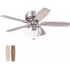 Prominence Home 52" Magonia Traditional Cottage Flush Mount Ceiling Fan LED 3-Light Indoor Low Profile Brushed Nickel Finish