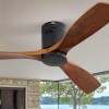 Sofucor Low Profile Ceiling Fan DC 3 Carved Wood Fan Blade Noiseless Reversible Motor Remote Control Without Light