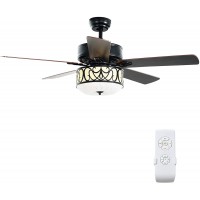 Tangkula 52” Ceiling Fan w Lights & Remote Control Lighting Fan w 5 Reversible Blades 3 Wind Speed Timer Function Fan Lamp Suitable for Living Room Bedroom Matte Black
