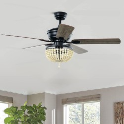Tangkula 52" Ceiling Fan with Lights and Remote Control Retro Lighting Ceiling Fan with 5 Blades ETL Certification 3 Speeds Indoor Ceiling Fan Light Matte Black