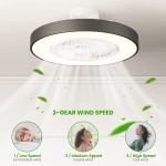 TOZING Bladeless Ceiling Fans with Lights 22 inches 2.4G Remote Control Fully Dimmable Lighting Flush Mount Low Profile Ceiling Fan for Bedroom Kids Room