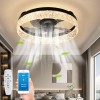 Virudhaka Modern Ceiling Fan With Light And Remote Control Inverter Silent Fan Light Dimmable 3 Colors 3 Speed Acrylic Fan Lights Suitable For Bedroom Living Room Kitchen Island black