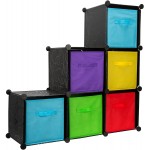 [10-Pack,Assorted Colors] Durable Storage Bins Containers Boxes Tote Baskets| Collapsible Storage Cubes for Household Organization | Fabric & Cardboard| Dual Handle | Foldable Shelves Storages