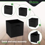 13x13 Large Storage Cubes Set of 8. Fabric Storage Bins with Dual Handles | Cube Storage Bins for Home and Office | Foldable Cube Baskets For Shelf | Closet Organizers and Storage Box Black
