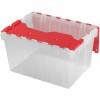 Akro-Mils Holiday Storage KeepBox Plastic Storage Container 12 Gallon with Hinged Attached Lid 66486CLRED 21-Inch L by 15-Inch W by 12-Inch H Clear Red