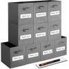 artsdi Set of 10 Storage Cubes Foldable Fabric Cube Storage Bins with 10 Labels Window Cards & a Pen Collapsible Cloth Baskets Containers for Shelves Closet Organizers Box for Home & Office,Gray