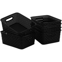 Begale Plastic Storage Basket for Household Organization Set of 6 Black