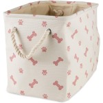 Bone Dry Pet Storage Collection Paw and Bone Print Small Rectangle Rose