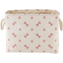 Bone Dry Pet Storage Collection Paw and Bone Print Small Rectangle Rose