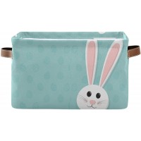 Bunny Large Foldable Storage Basket,Rabbit Easter Storage Bin Fabric Collapsible Organizer Bag with Handles 15x11x9.5 inch