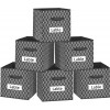 Cube Storage Bins 12 x 12,Foldable Fabric Cube Baskets Boxes Drawers Container Organizer with Large Label Window and Durable Handles for Shelf,Nursery,Playroom,Closet,Pantry and Office,Set of 6 Grey