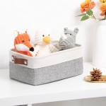 DULLEMELO Small Storage Basket for Organizing Collapsible Fabric Basket for Shelves Closets Laundry Nursery Decorative Basket for Gifts Empty White&Gray