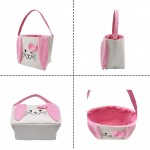 Easter Bunny Baskets Easter Bag Bucket for Easter Egg Hunt Stuffers with Fluffy Ears for Kids Pink