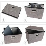 Foldable Large-Capacity Storage Bins with Lids and Metal Handle Closet Organizers and Storage Bins for Living Room Bedroom Nursery Closet Dormitory or Office 2-Pack