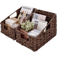 GRANNY SAYS Wicker Storage Baskets Wicker Basket with Handles Woven Storage Bins for Organizing Brown 2-Pack