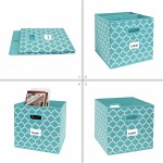 homyfort Cube Storage Bins 13x13,Flodable Cubes Box Baskets Containers Organizer for Drawers,Home Closet Shelf,Nursery Cabinet with Dual Plastic Handles,Lantern Pattern Large Set of 4Blue