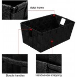homyfort Woven Shelf Storage Tote Basket Bins Container Storage Boxes Cube Organizer with Built-in Handles for Bedroom Office Closet Clothes Kids Room Nursery 3pkBlack