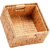 HOONEX Water Hyacinth Storage Baskets for Organizing Decorative Wicker Baskets with Carrying Handles Set of 2 Natural