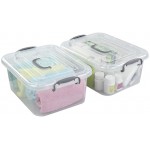 Kekow 2-Pack Clear Storage Latch Box Plastic Containers with Lids 8 L