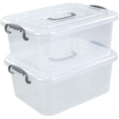 Kekow 2-Pack Clear Storage Latch Box Plastic Containers with Lids 8 L