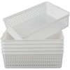 Lesbin Plastic Storage Trays Baskets Organizing Baskets 13.2 Inches x 9.6 Inches x 3.6 Inches Set of 6 White