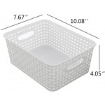 Lesbin White Plastic Weave Baskets 4-Pack
