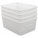 Lesbin White Plastic Weave Baskets 4-Pack