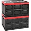 Lidded Storage Bins 2 Pack 30L Collapsible Storage Box Crates Plastic Tote Storage Box Container Stackable Folding Utility Crates for Clothes Toy Books,Snack Shoe and Grocery Storage Bin-Black