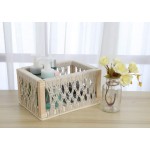 Macrame Storage Baskets for Shelves and Closet Boho Decorative Boxes for Home Decor Perfect Pampas Grass Holder at Living RoomWhite Set of 3