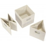 Magicfly Storage Bins with Label Holders Set of 6 Foldable Storage Cubes 12 X 12 inch with Handle Fabric Storage Bins for Closet Books Bedroom Beige