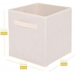 MaidMAX Fabric Storage Cubes Cloth Cubby Storage Bins for Home Bedroom Closet Nursery Drawers Cube Organizer Foldable Beige 10.5×11 inches Set of 6