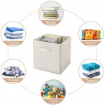 MaidMAX Fabric Storage Cubes Cloth Cubby Storage Bins for Home Bedroom Closet Nursery Drawers Cube Organizer Foldable Beige 10.5×11 inches Set of 6