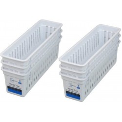 Mainstays Slim Plastic Storage Trays Baskets in White- Set of 6