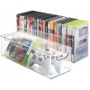 mDesign Plastic Video Game Organizer Game Storage Holder Bin with Handles for Media Console Stand Closet Shelf Cabinets Tower and Bookshelves Holds Disc Video Games Head Sets 2 Pack Clear