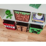 Minecraft 10-Inch Storage Bin Set | Includes Creeper TNT Grass Crafting Table | Fabric Basket Container Cubby Closet Organizer Home Decor for Playroom | Video Game Gifts And Collectibles