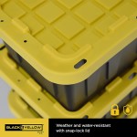 Original BLACK & YELLOW 5-Gallon Tough Storage Containers with Lids Stackable 6 Pack