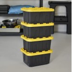 Original BLACK & YELLOW 5-Gallon Tough Storage Containers with Lids Stackable 6 Pack