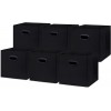 Pomatree 13x13x13 Storage Cube Bins 6 Pack | Large and Sturdy Dual Plastic Handles | Cube Storage Bins | Foldable Closet and Storage Fabric Bin Baskets | Home and Office Organizers Black