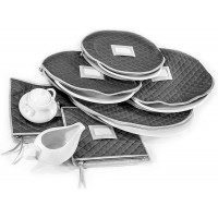 Quilted Cases for Fine China Accessories Storage Set of 6 Gray