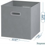 Royexe Storage Bins Set of 8 Storage Cubes | Foldable Fabric Cube Baskets Features Dual Plastic Handles. Cube Storage Bins. Closet Shelf Organizer | Collapsible Nursery Drawer Organizers Grey