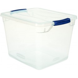 Rubbermaid Clever Store Latching Storage Tote Container Clear 30-Qt FG3Q2500CLMCB