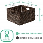 Seville Classics 2-Pack Foldable Handwoven Cube Storage Basket Bin Rectangular Mocha Brown 2 Count