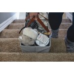 Staircase baskets for storage | Find a wide variety to match every stair | Premium stair organizer | Great for keeping your stairway clean | baskets for stairsteps Blurred beige with leather handles