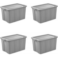 Sterilite 16796A04 Storage Tote 30 gallon Cement Lid and Base Pack of 4