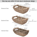 StorageWorks Hand-Woven Small Wicker Baskets Seagrass Storage Baskets with Wooden Handles 12 ¼ x 7 x 4 ¾ inches 2-Pack