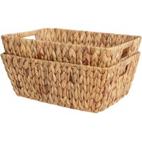StorageWorks Water Hyacinth Storage Baskets Large Wicker Baskets with Built-in Handles 15 x 11 ½ x 6 inches 2-Pack